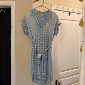 Cloth and Stone checkered denim tie waist dress